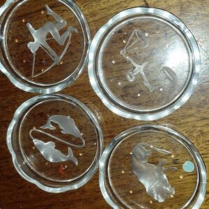 Tiffany and Co. Crystal Zodiac Coasters Set Of 4